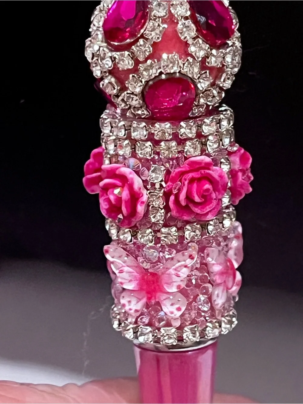 Designer inspired Pink Heart Logo silicone focal fancy beaded pen